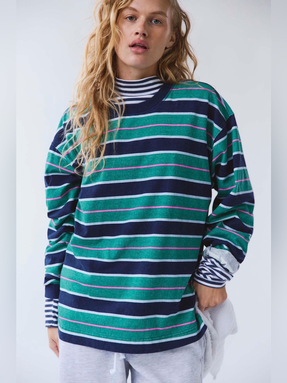 FP Movement by Free People Hustle Striped Layer~ Navy Combo